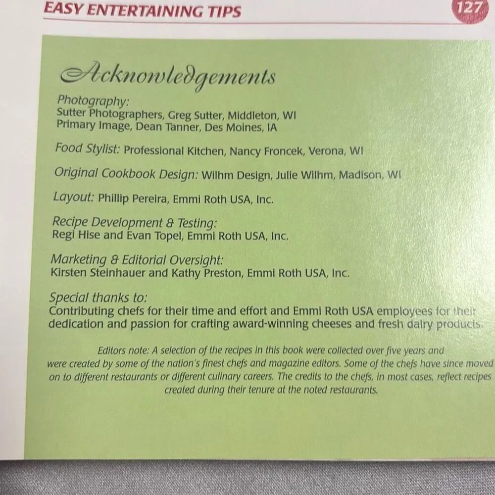 Easy Entertaining with Roth Kase Cookbook Spiral Softback Cheese Party Entertain